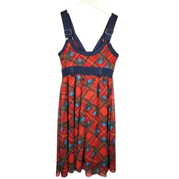 4/$20 XXZ Plaid Fit and Flare Chiffon Strappy Metal Detail Dress - Size S - Picture 2 of 7